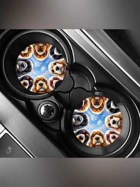Cocker Spaniel Circle Car Coasters Absorbent Set of (2)